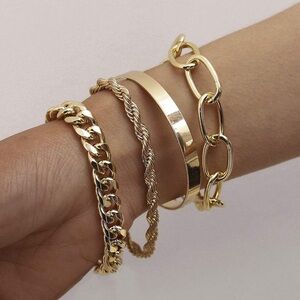Rope Bangle Chain Gold Bracelet Set